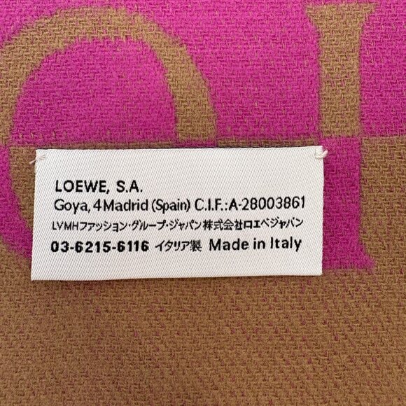 Authentic LOEWE Logo Muffler Scarf Brown Cashmere - Picture 15 of 15